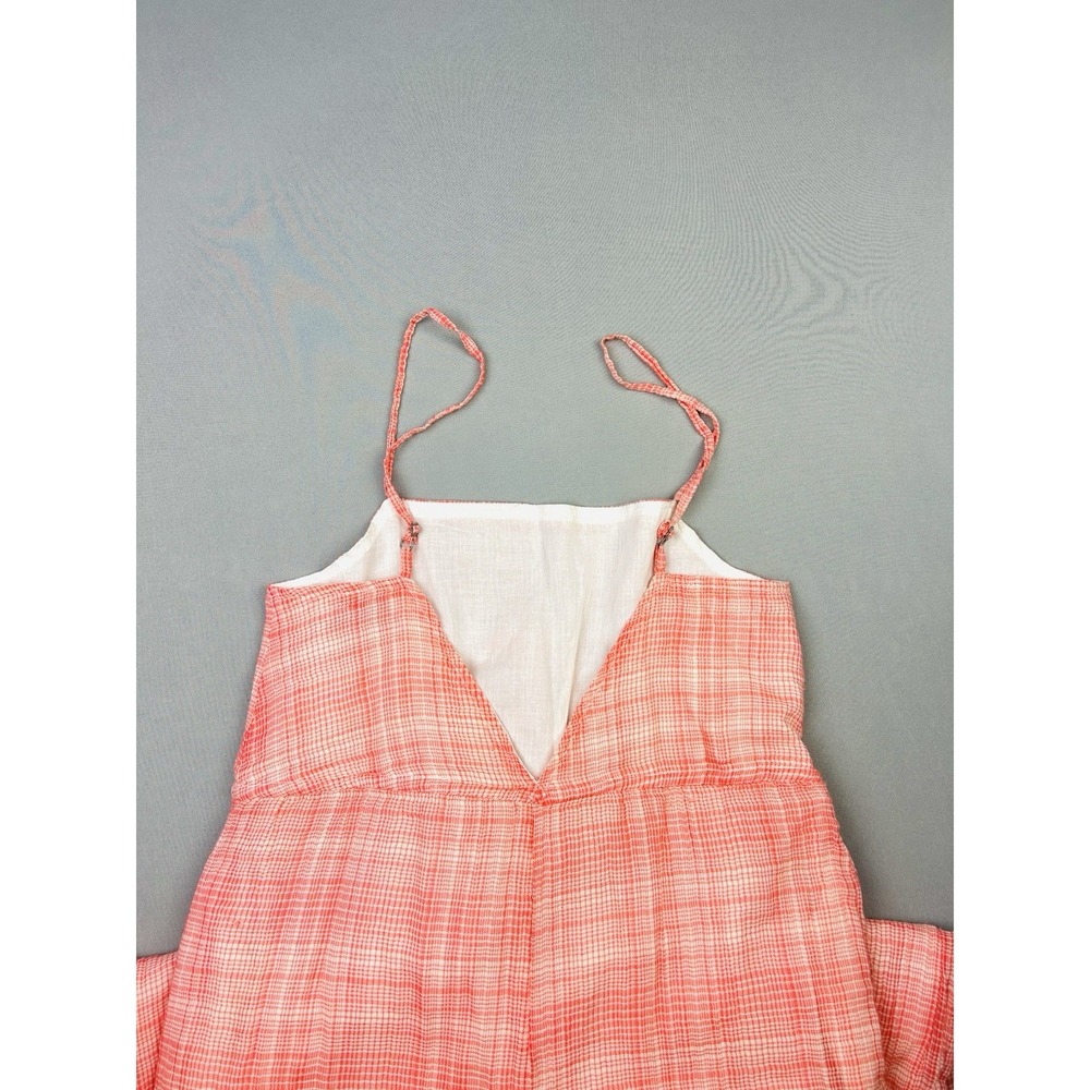 Urban Outfitters Women's XS Gauzy‎ Summer Coral Plaid Overalls Jumpsuit - Picture 15 of 16